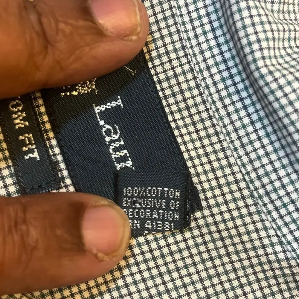 Ralph Lauren Custom Fit Button Down Shirt Blue‎ Gingham Long Sleeve Men’s XXL